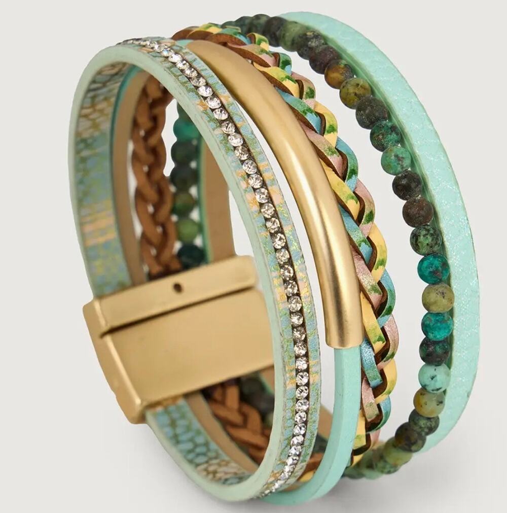 SAACHI TURQUOISE LEATHER BRACELET NWT